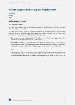 Mutterschaftsentschädigung und Umschulungen während des Mutterschaftsurlaubs