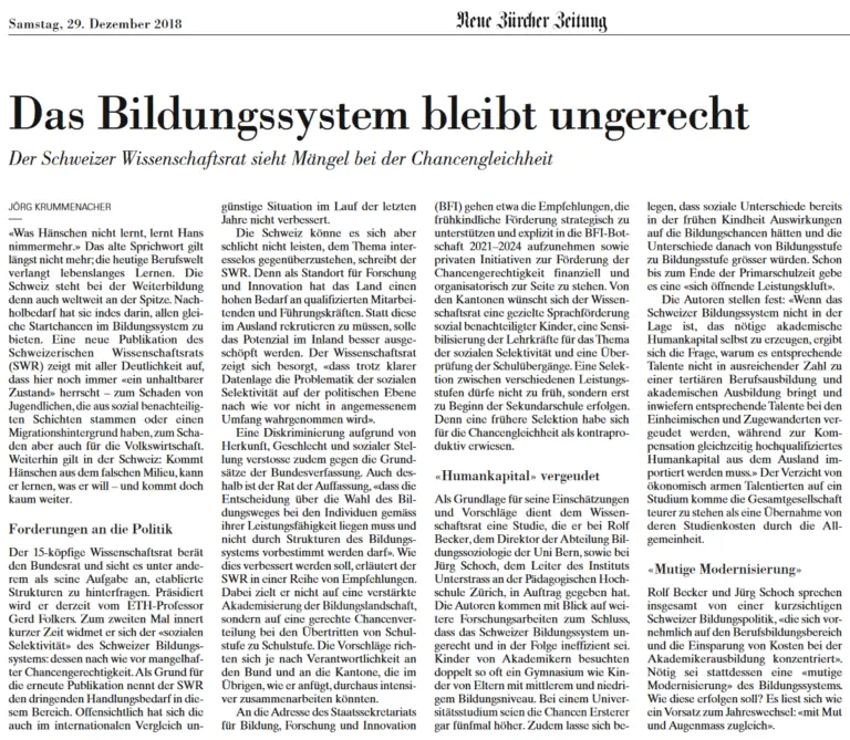 Welche Regelungen existieren für das Recht auf Bildung und Chancengleichheit im Schweizer Bildungssystem?